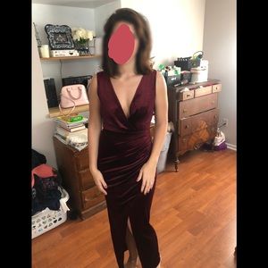 Burgundy Velvet midi dress